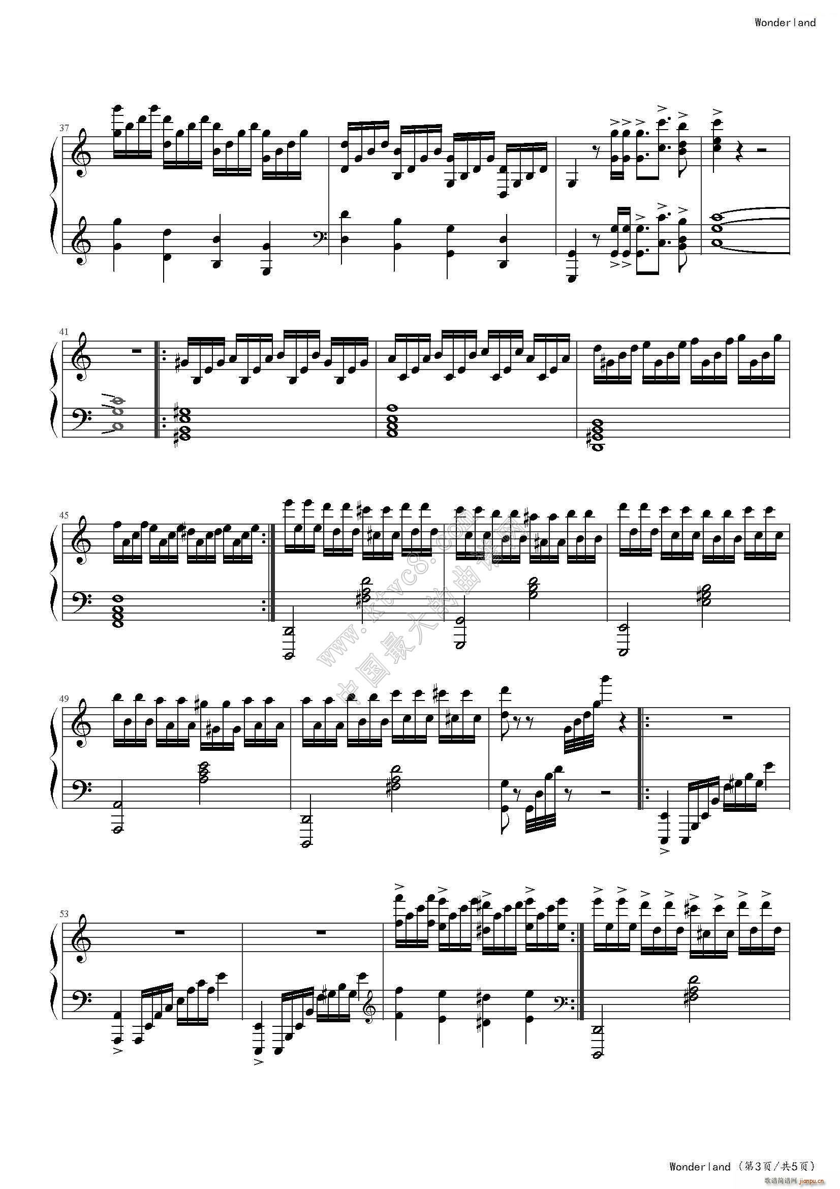 Wonderland 新乐园 Maksim演奏原版(钢琴谱)3