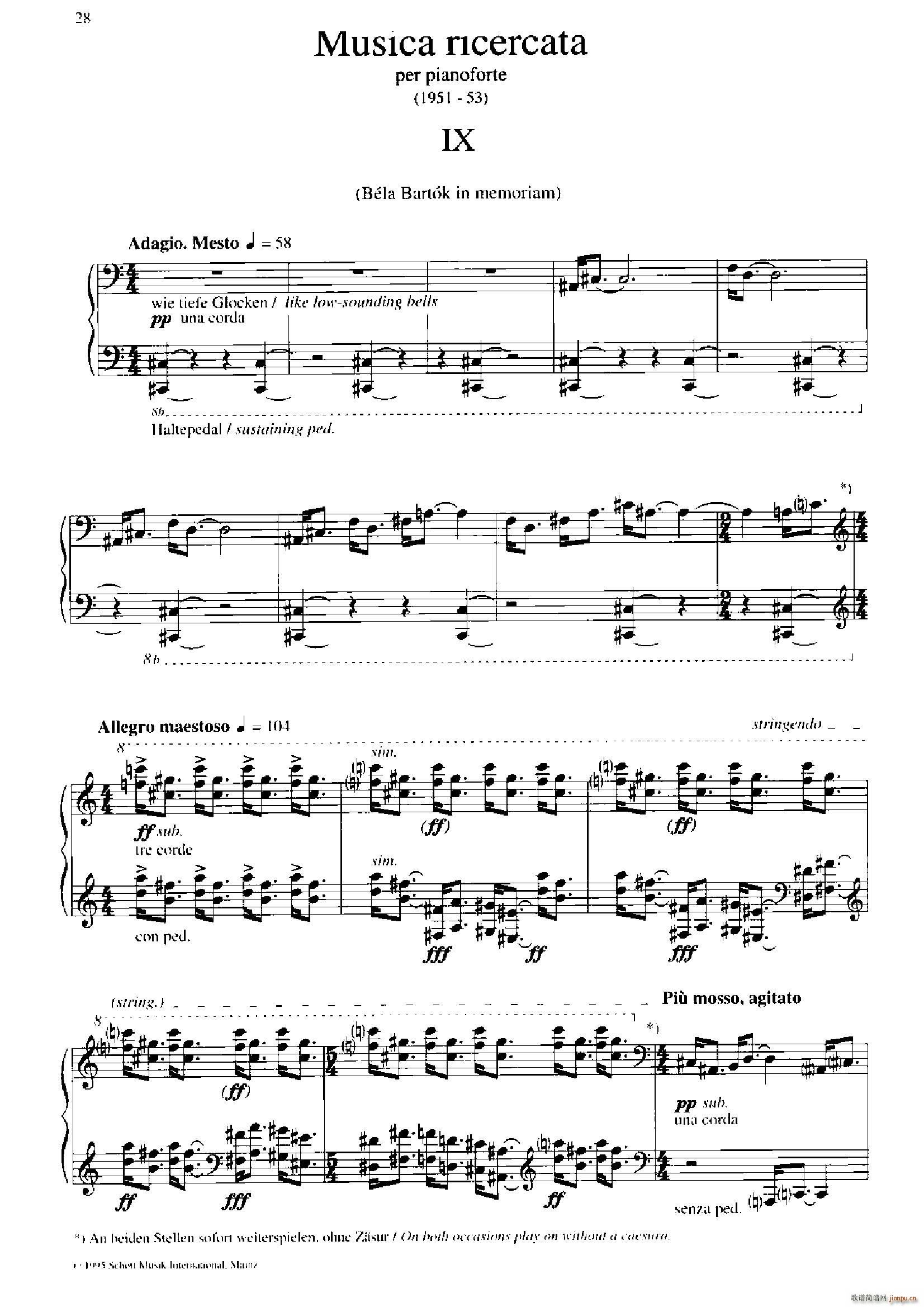 Musica Ricercata 音乐习作 9(钢琴谱)1