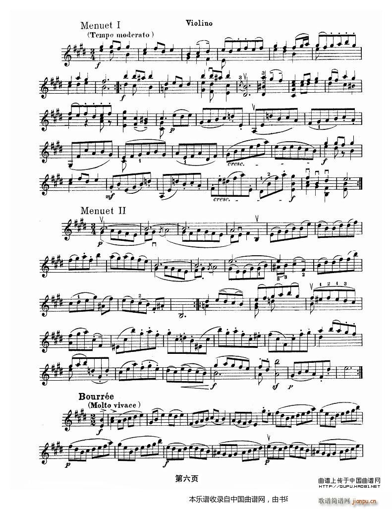 巴赫小提琴变奏曲 三(小提琴谱)6