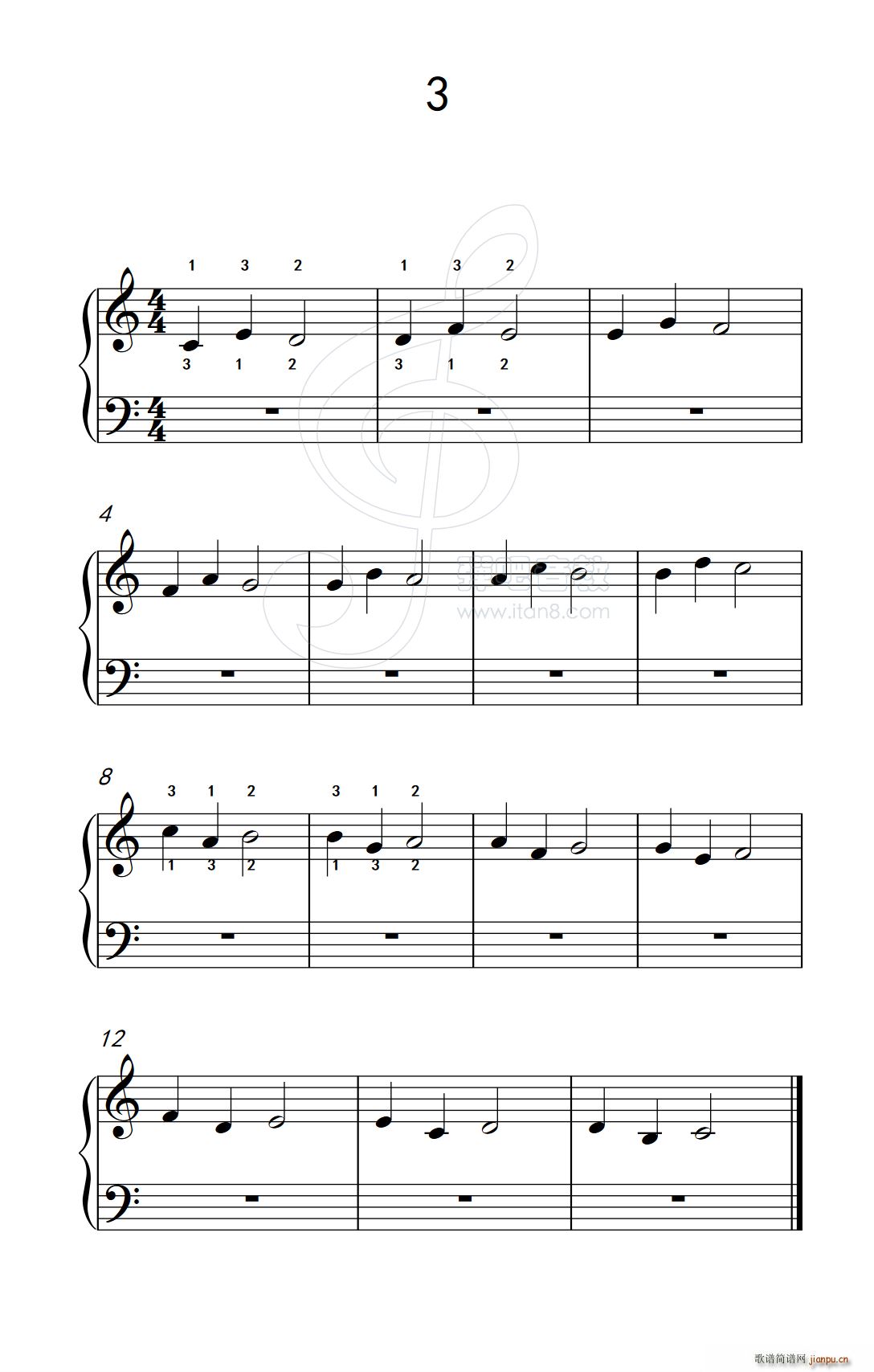 非连音练习 3 儿童钢琴手指练习 2(钢琴谱)1