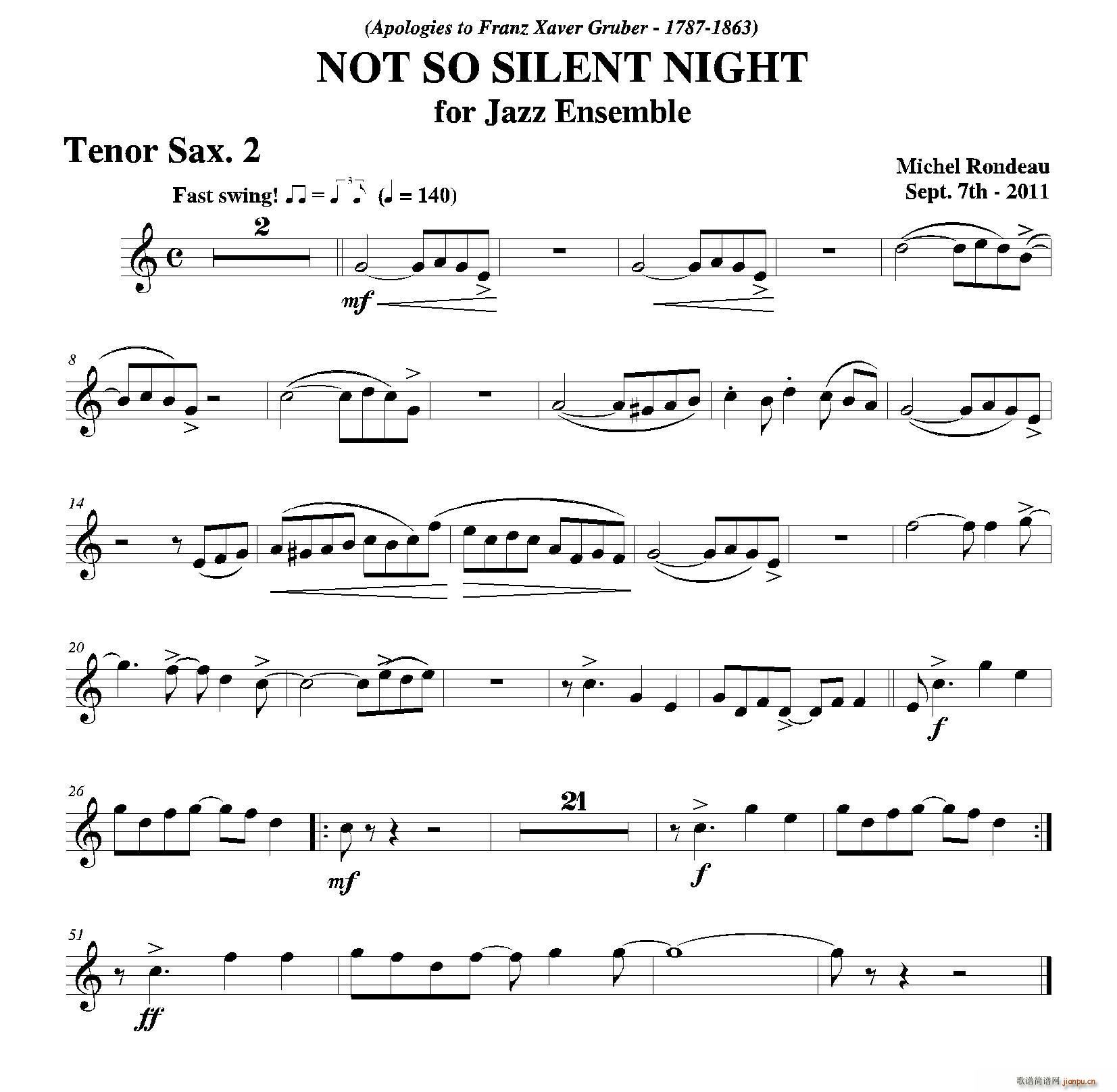 NOT SO SILENT NIGHT 第二次中音萨克斯(十字及以上)1