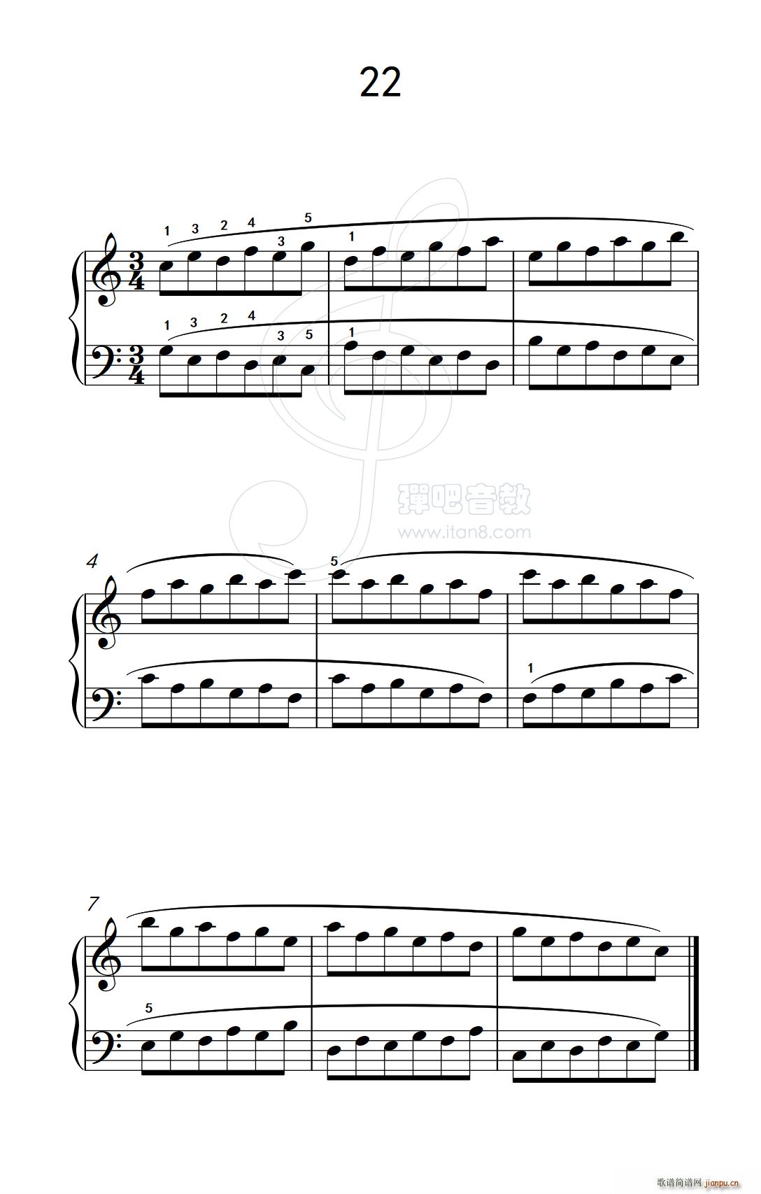 五 长句子的连奏22 儿童钢琴手指练习 1(钢琴谱)1