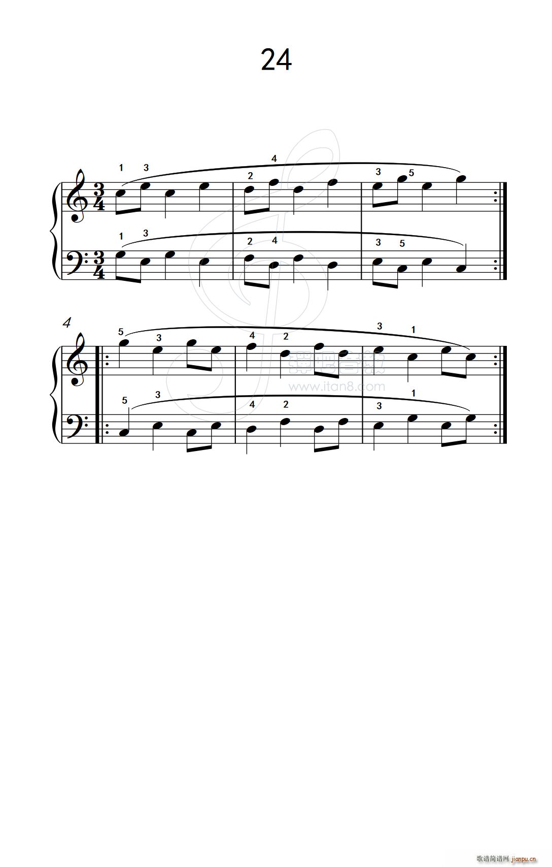 六 变奏练习24 儿童钢琴手指练习 1(钢琴谱)1