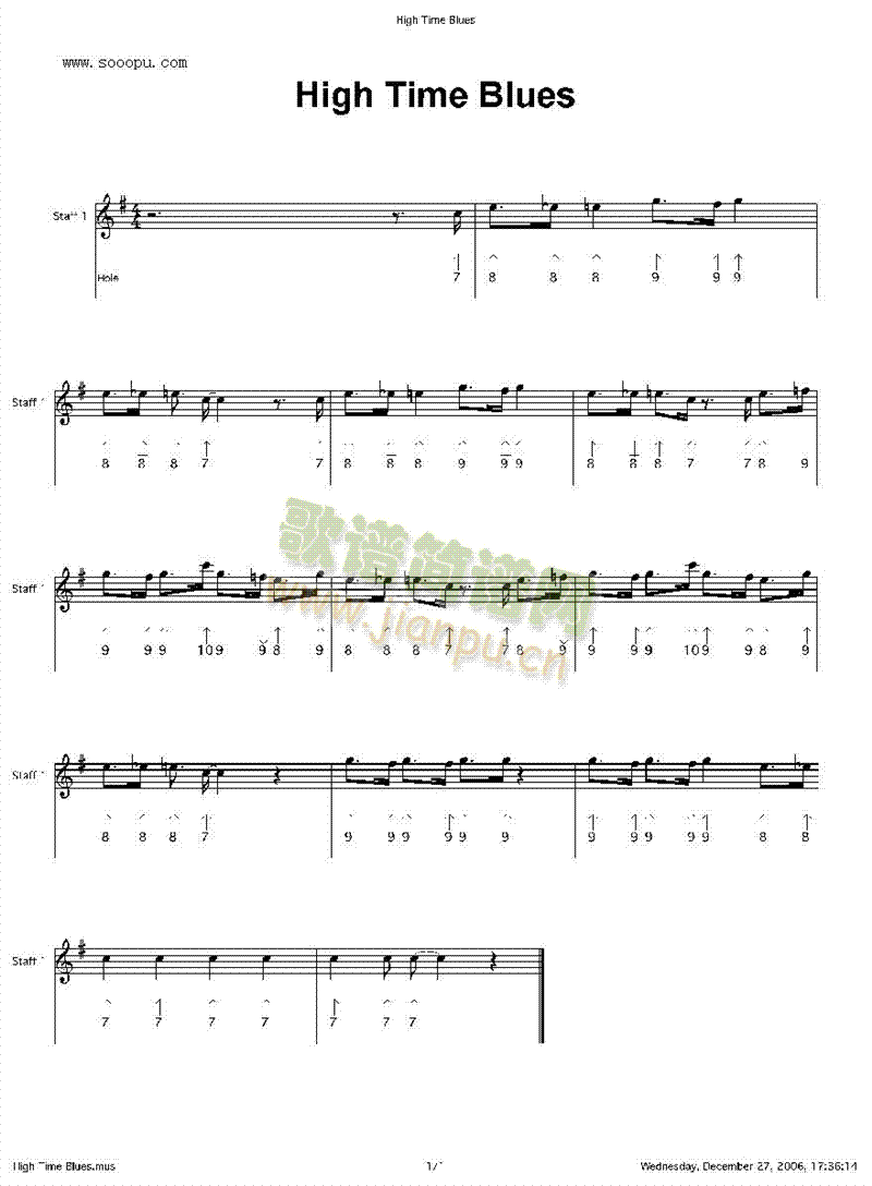 hightimeblues口琴谱(其他乐谱)1