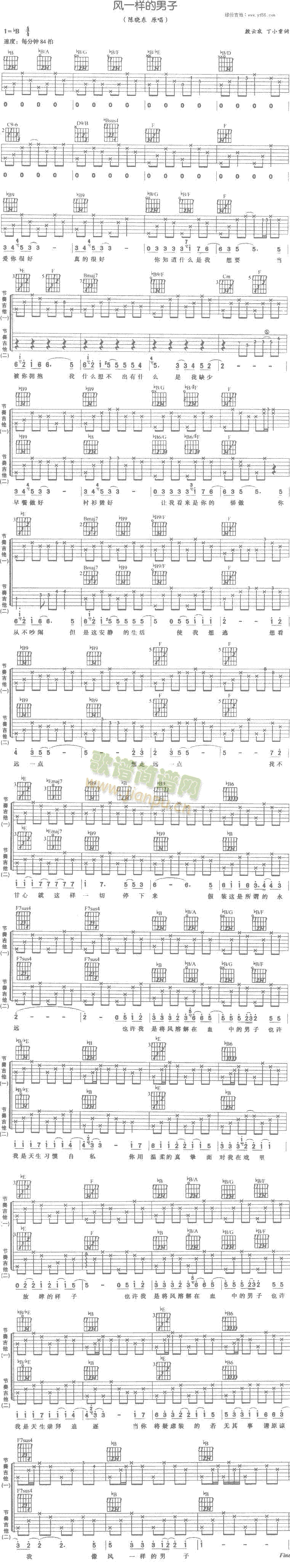 风一样的男子(吉他谱)1