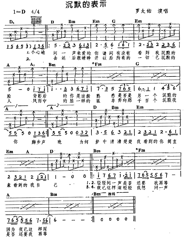 沉默的表示(吉他谱)1