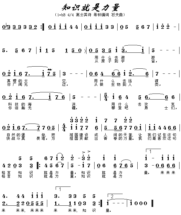 知识就是力量(六字歌谱)1