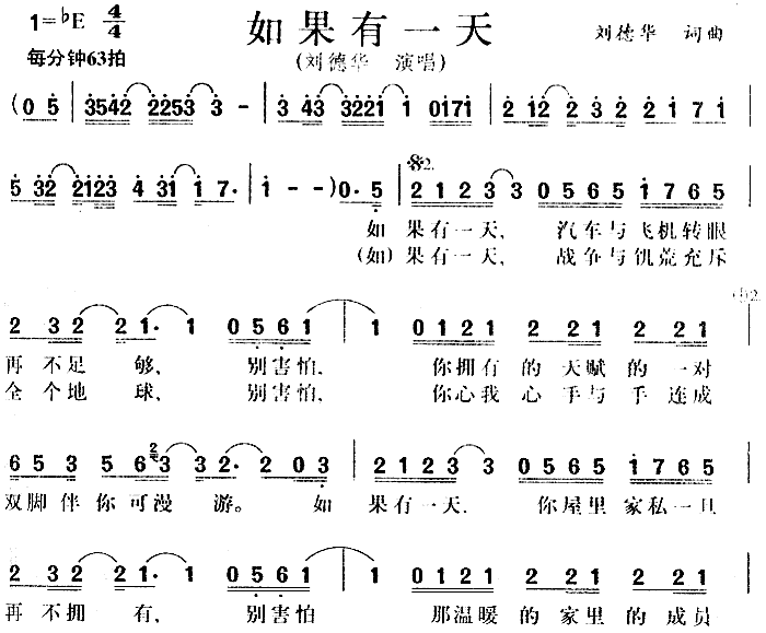 如果有一天(五字歌谱)1