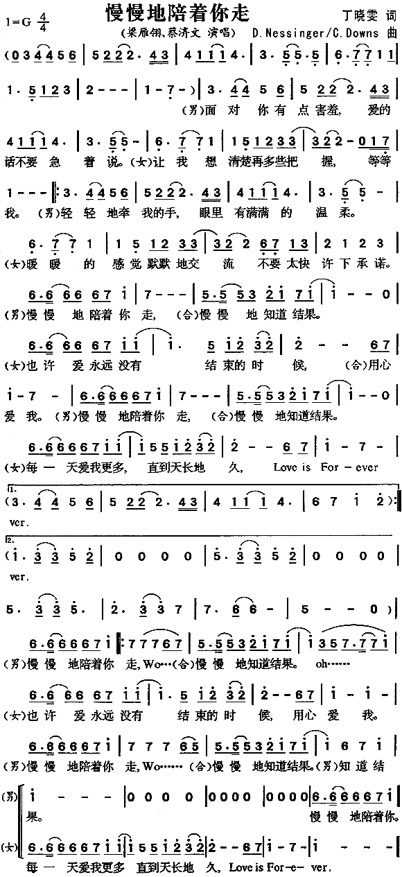 慢慢地陪着你走(七字歌谱)1