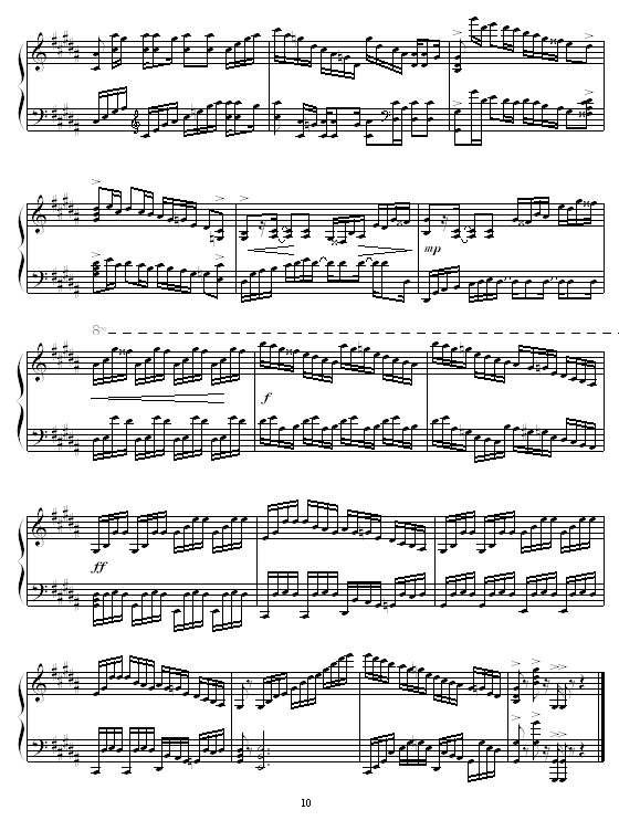 B大调练习曲(钢琴谱)10