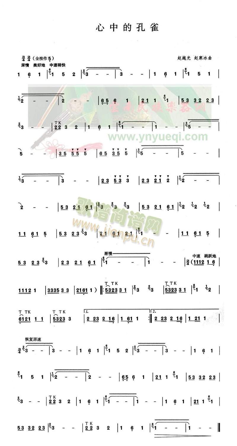 心中的孔雀(葫芦丝谱)1