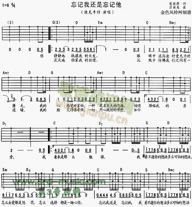 忘记我还是忘记他(吉他谱)1