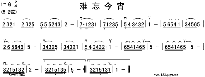 难忘今宵(二胡谱)1