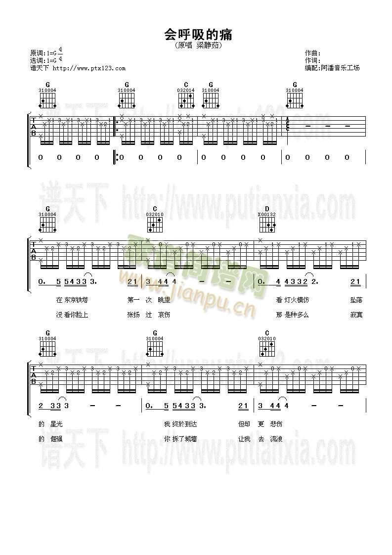 会呼吸的痛(吉他谱)1