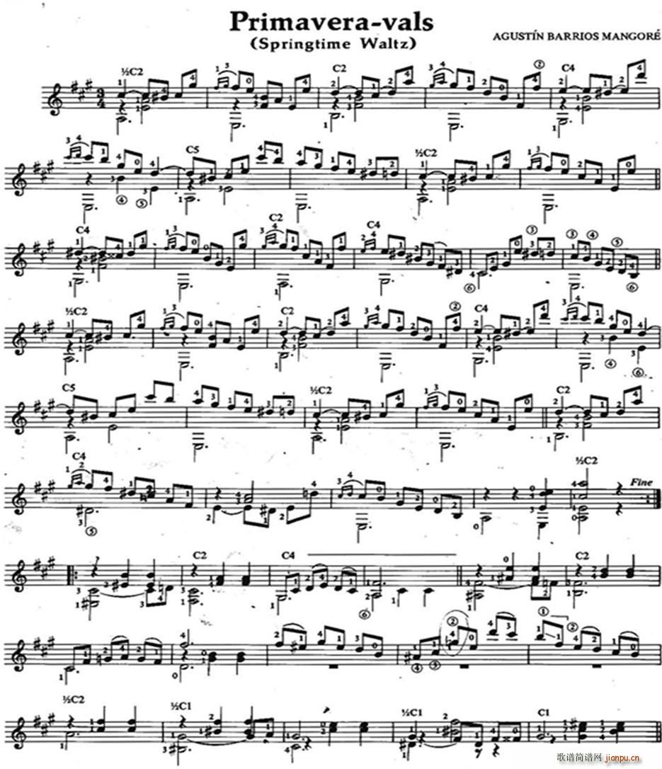 Primavera vals 古典吉他(吉他谱)1