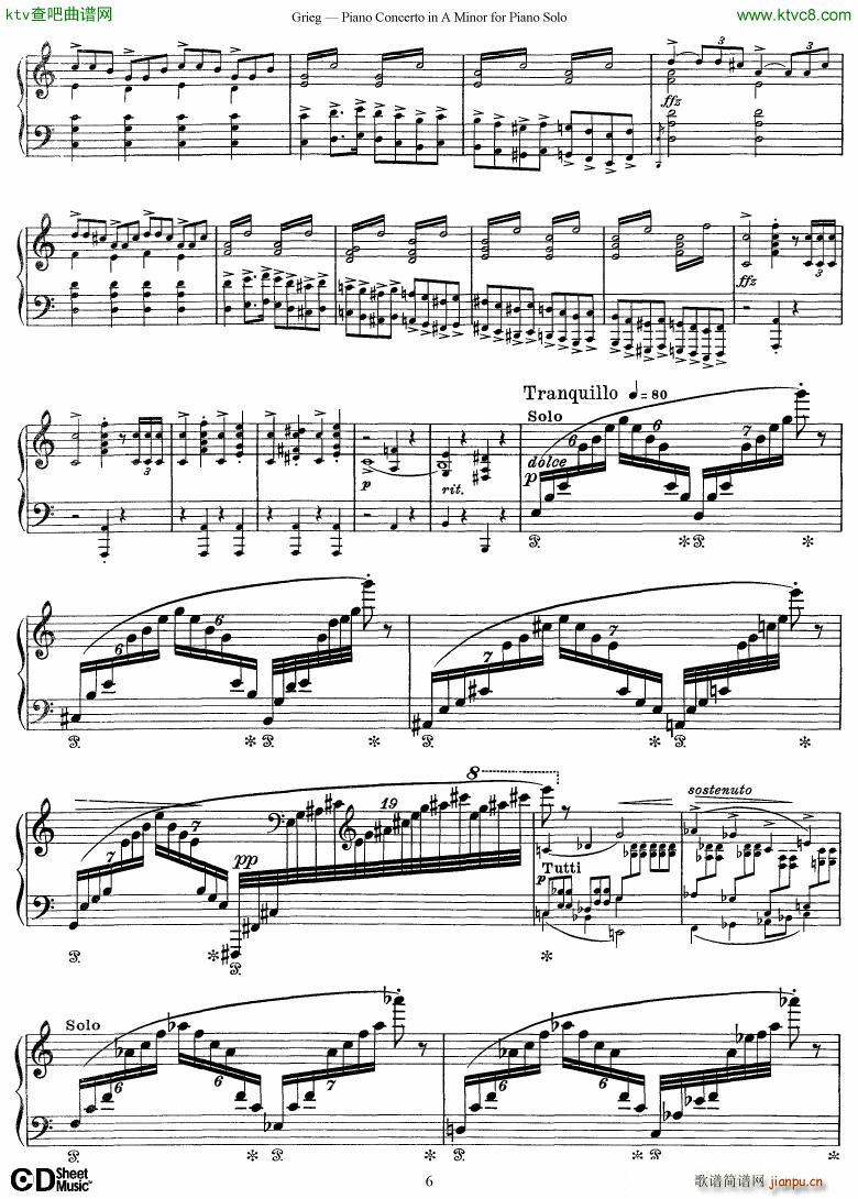 Grieg Piano Concerto solo arr 2 byGrieg(钢琴谱)6