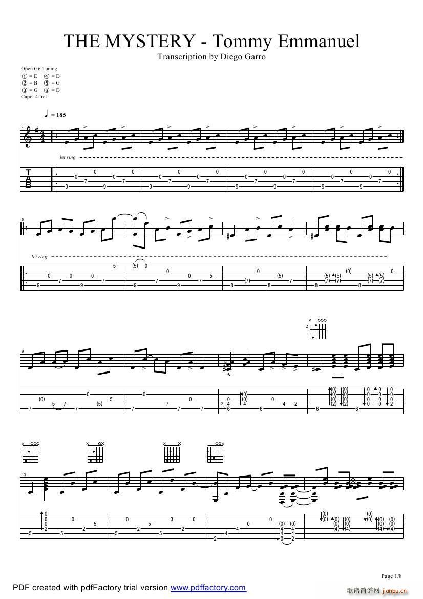 tommy emmanuel the mystery 指弹吉它(吉他谱)1