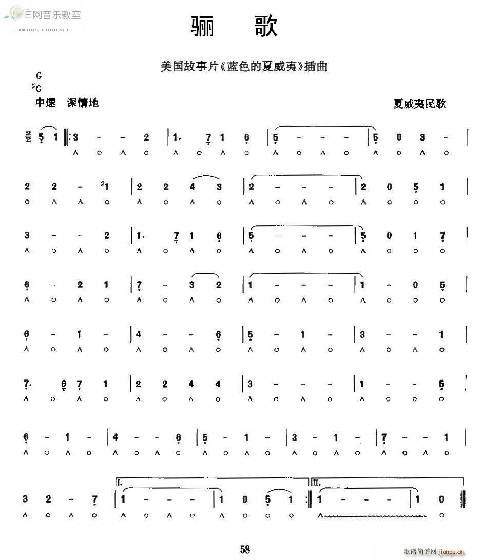 骊歌 美国故事片 蓝色的夏威夷 插曲(口琴谱)1