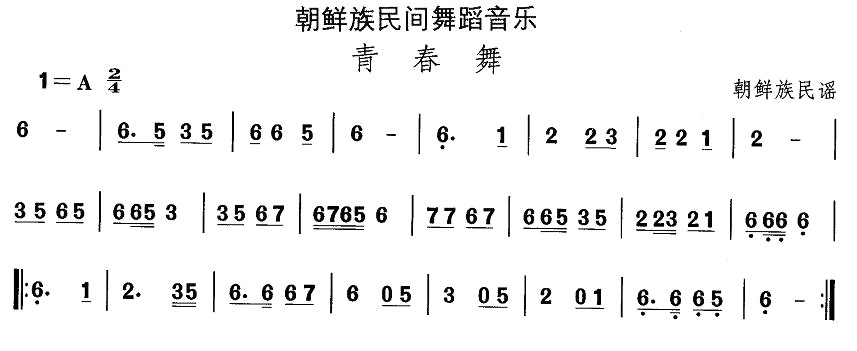 中国民族民间舞曲选朝鲜族舞蹈：青春舞(十字及以上)1