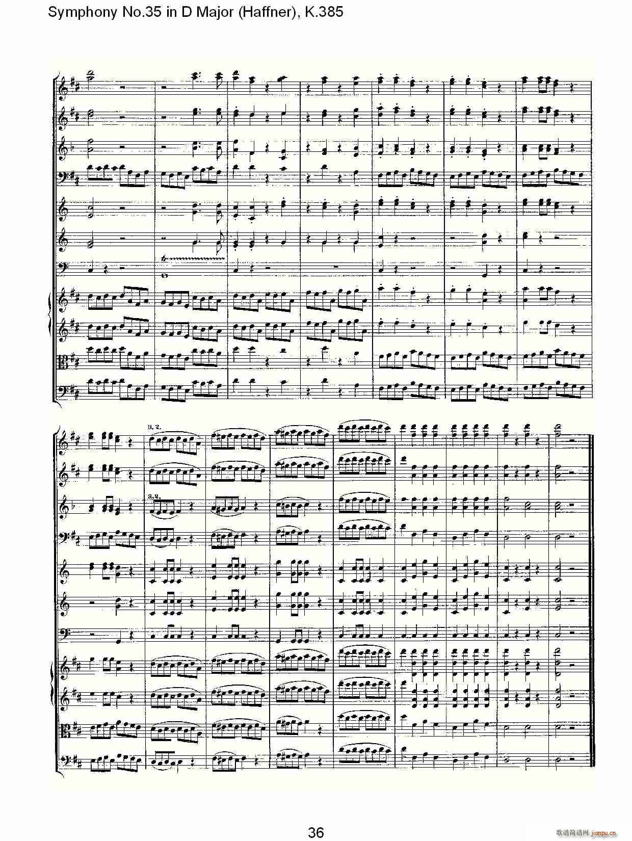 Symphony No.35 in D Major, K.385(十字及以上)36