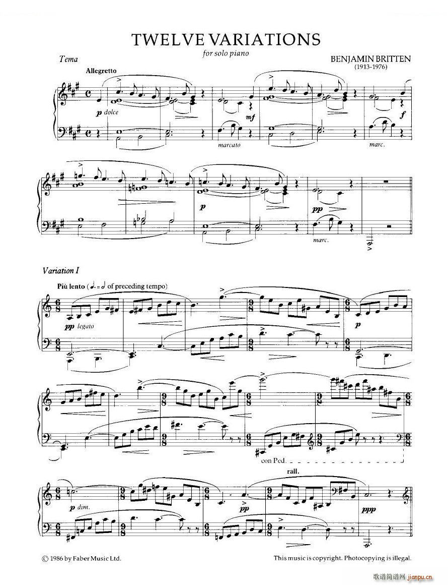 Britten 12 Variations 12 Variations(十字及以上)1