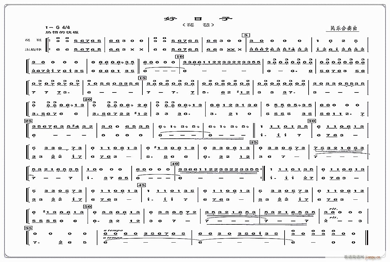 民乐合奏 好日子 琵琶(琵琶谱)1