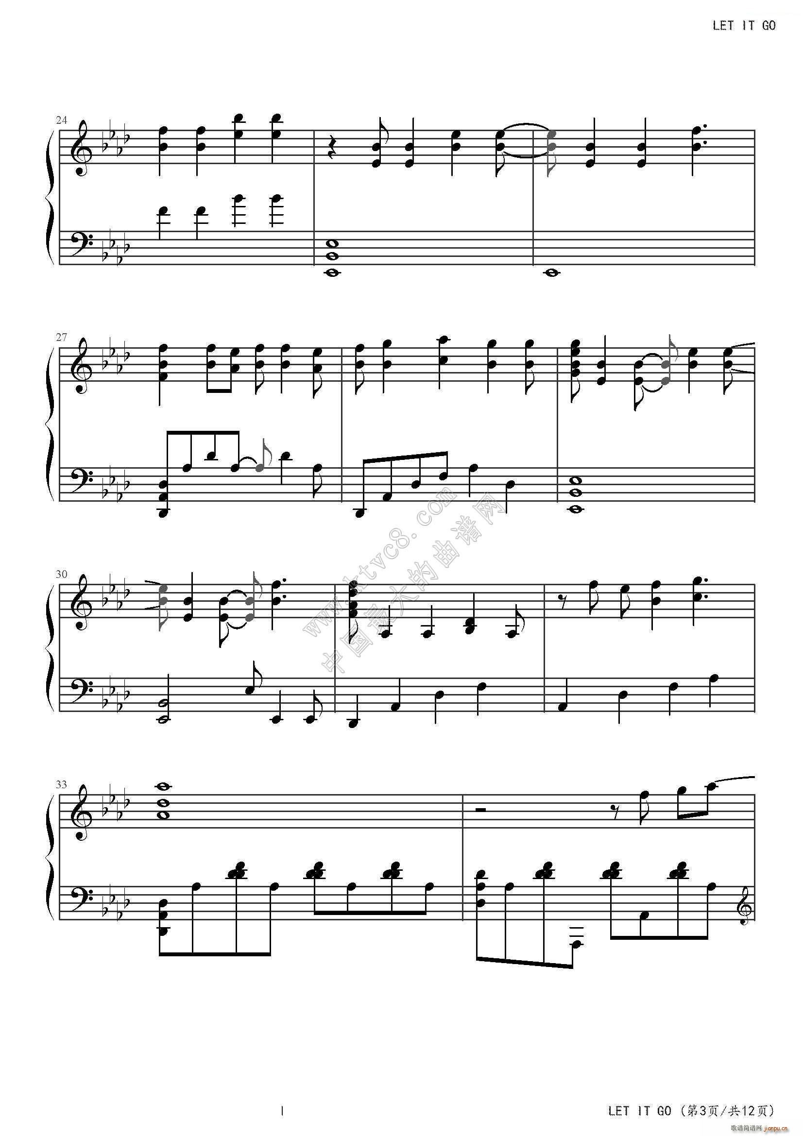 LET IT GO FROZEN(钢琴谱)3