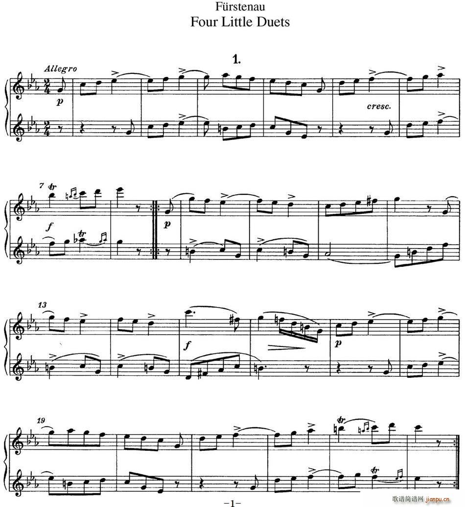 福斯特劳长笛重奏4小段(笛箫谱)1