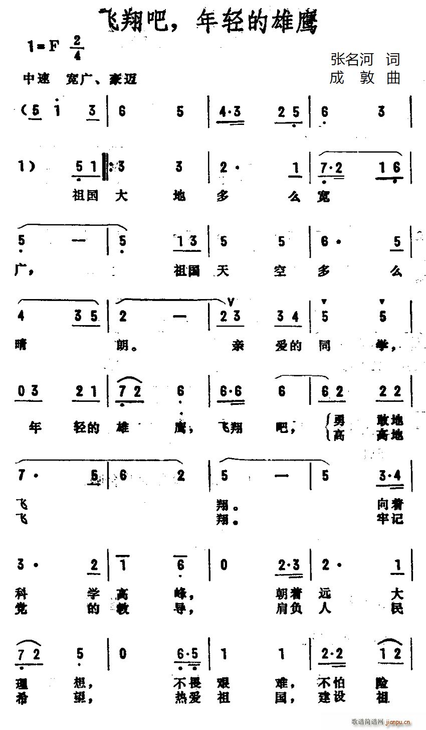 飞翔吧 年轻的雄鹰(九字歌谱)1