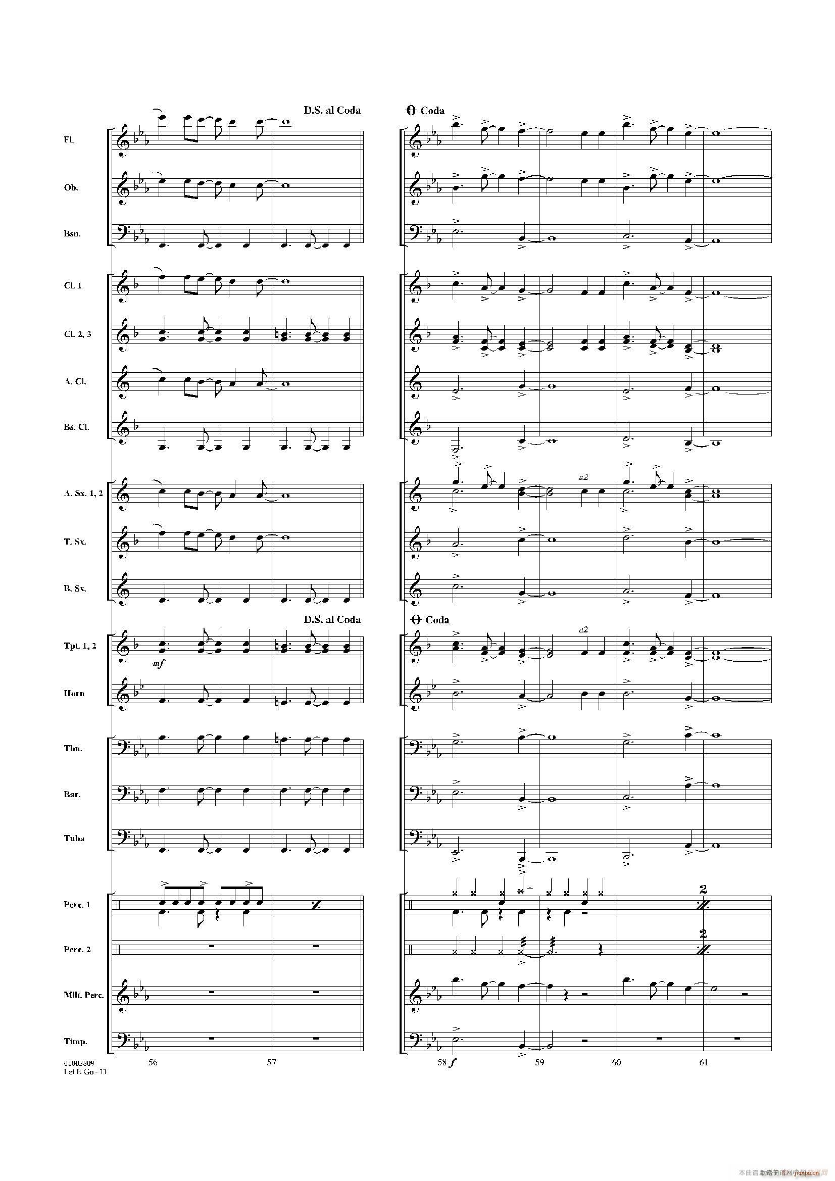 Let it go 冰雪奇缘 主题曲 交响管乐(总谱)10