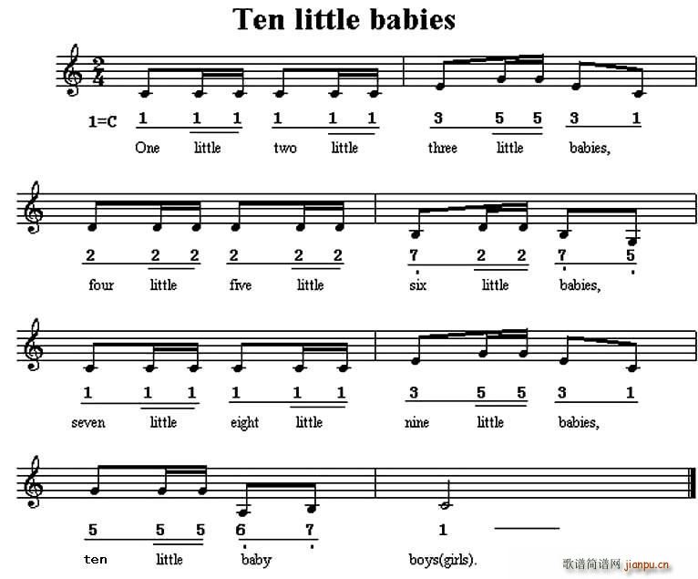 Ten little babies 十个小童 英文儿歌(十字及以上)1