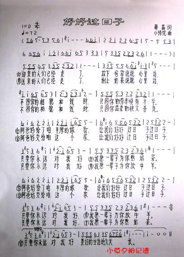 好好过日子(五字歌谱)1