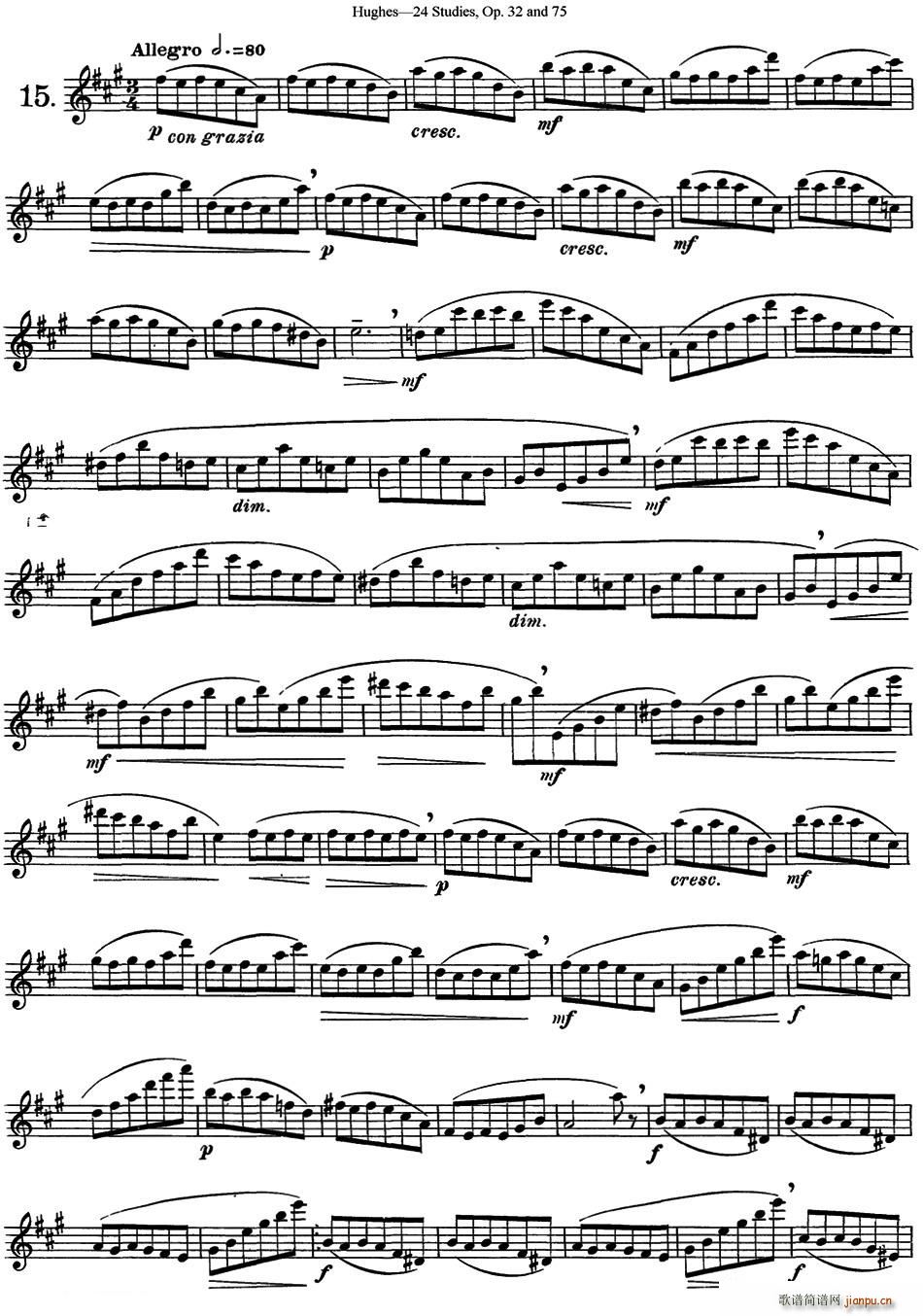 胡埃斯24首长笛练习曲Op 32 NO 15 长笛(笛箫谱)1