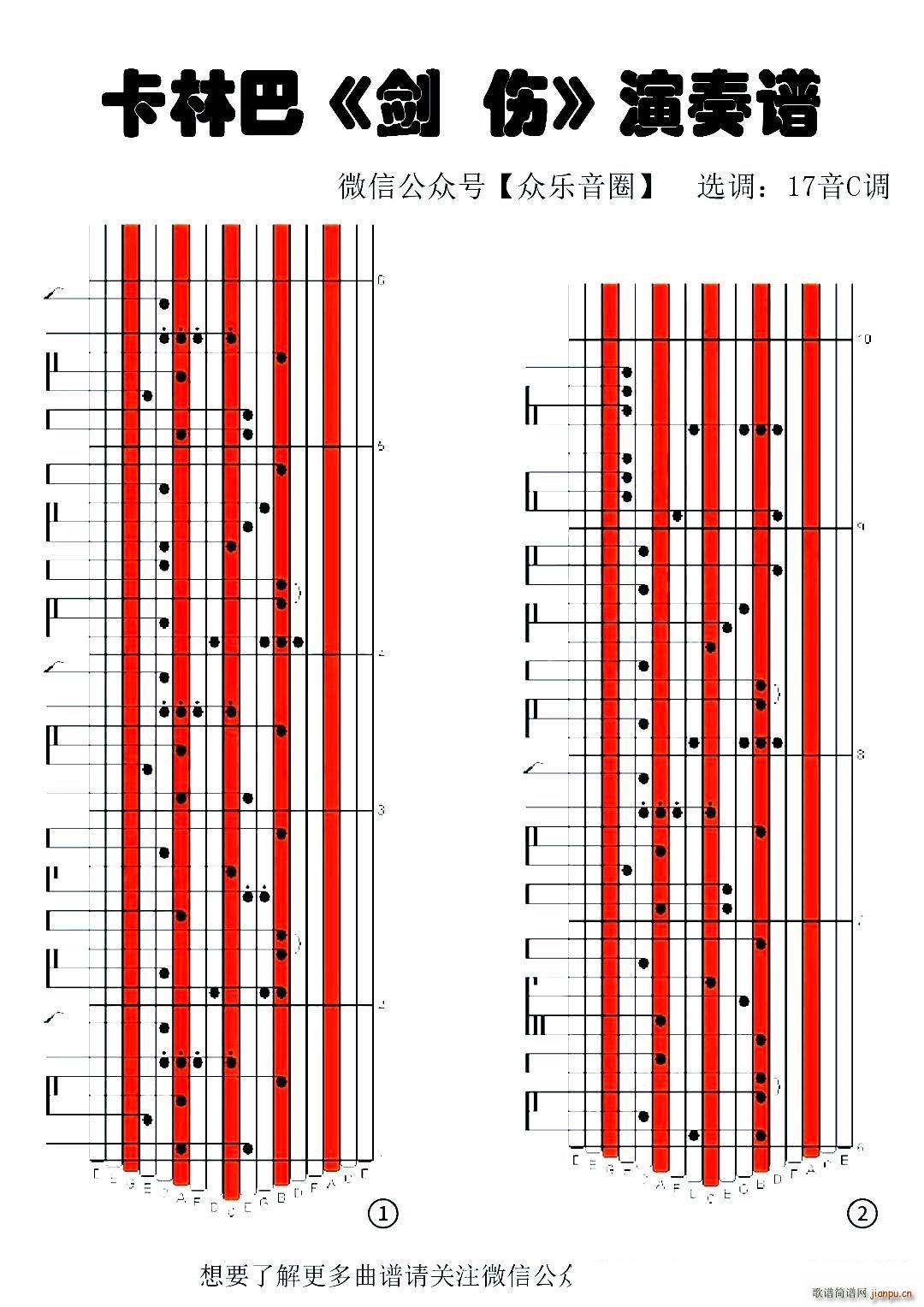 剑伤 拇指琴卡林巴琴专用谱(十字及以上)1