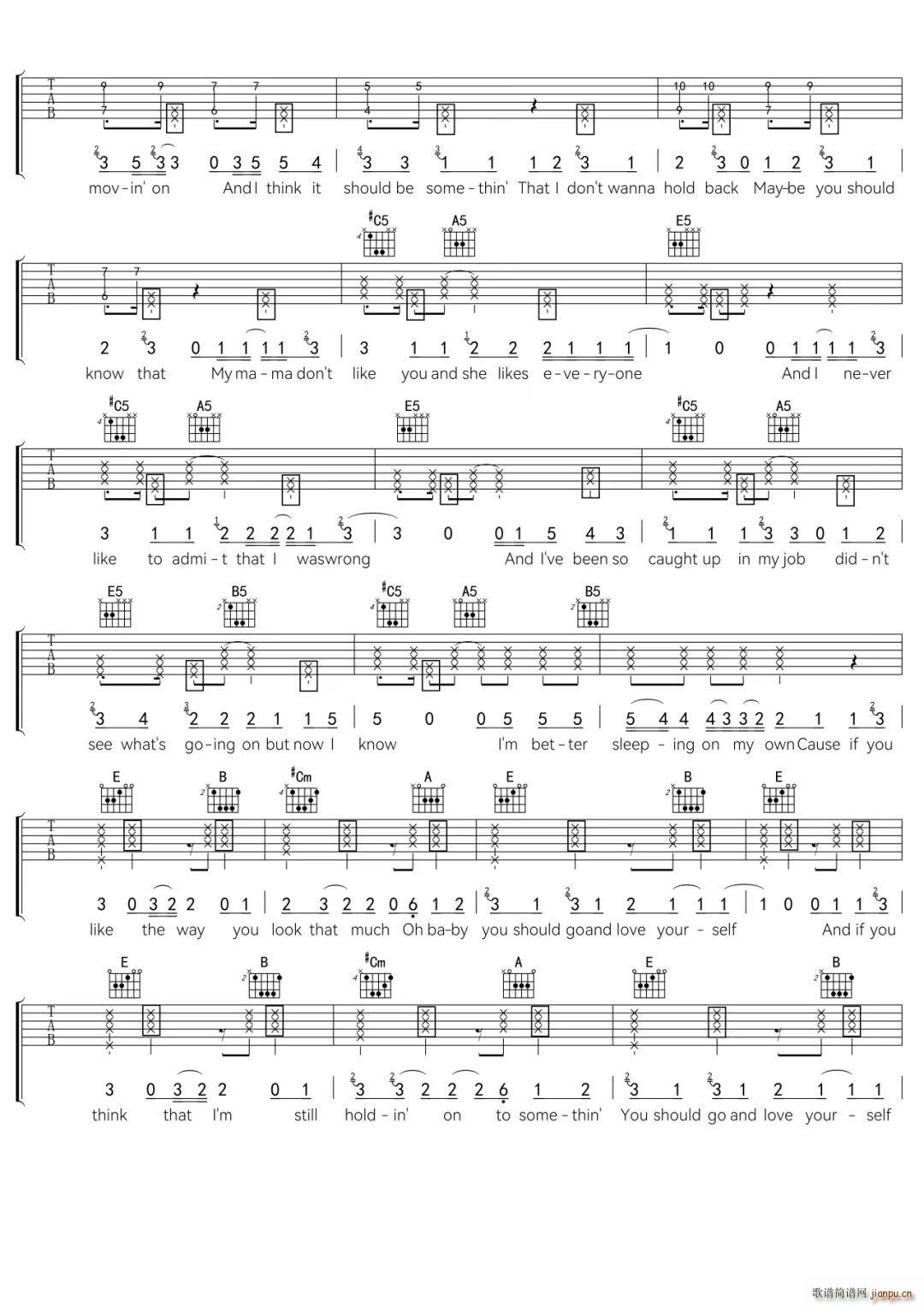 Love Yourself C调(吉他谱)3