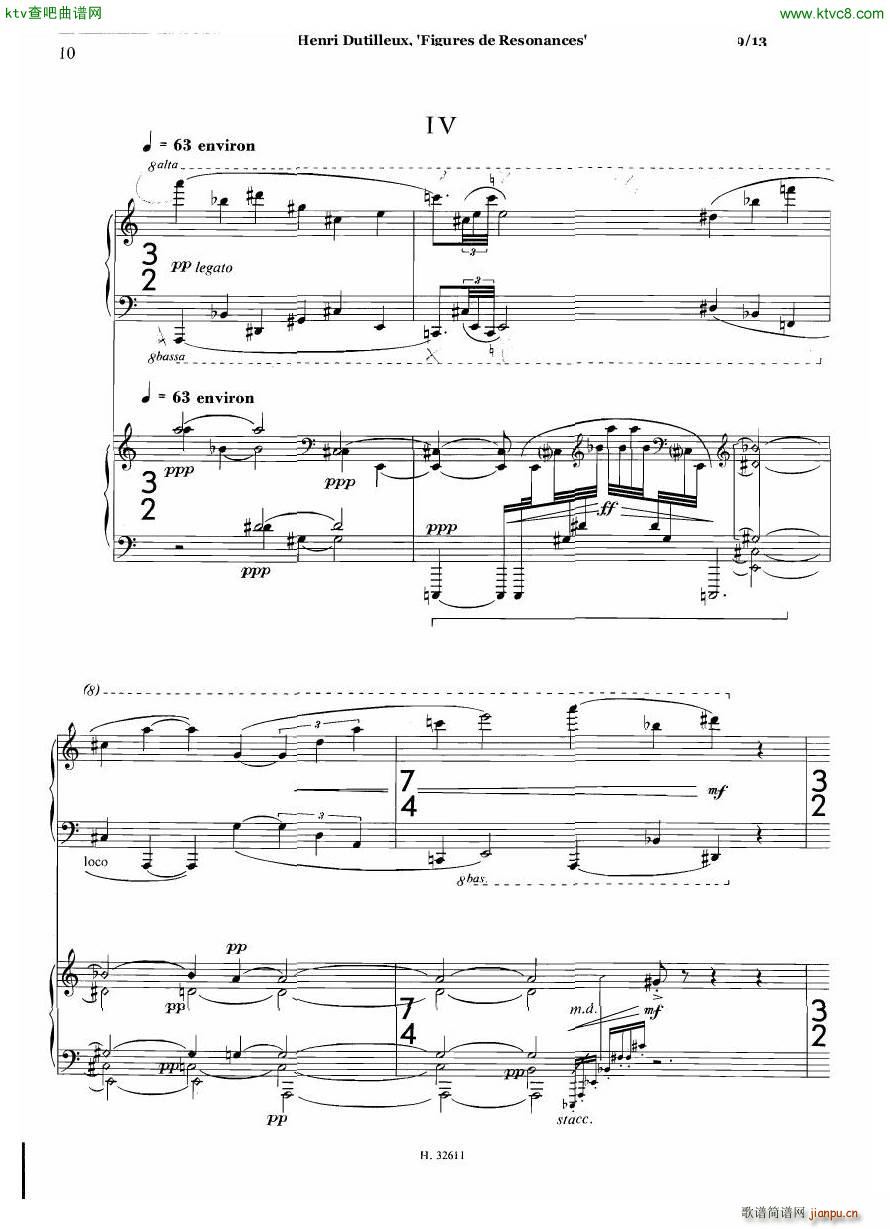 Dutilleux Figures de Résonances for Two Pianos(钢琴谱)9