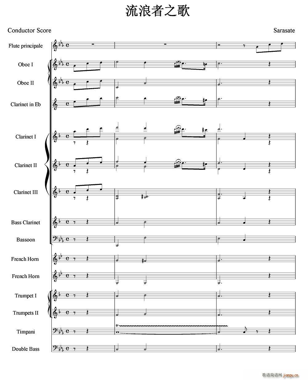 流浪者之歌 长笛与管乐队(笛箫谱)1