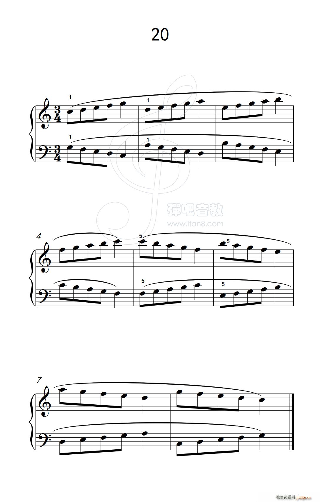 五 长句子的连奏20 儿童钢琴手指练习 1(钢琴谱)1