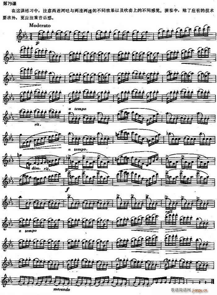 长笛练习曲100课之第79课 两连两吐与两连两连的不同效果练习曲(笛箫谱)1
