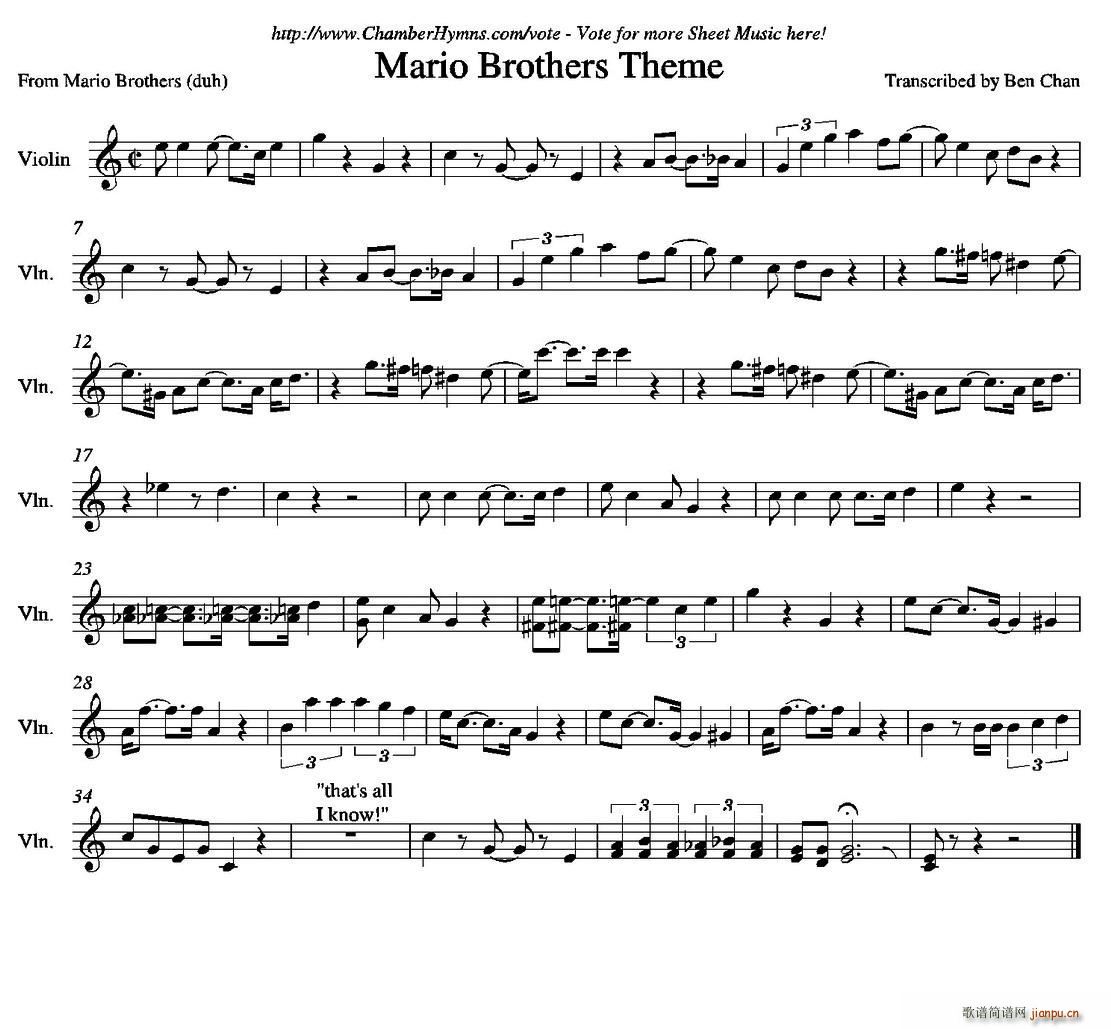 Mario Brothers Theme(十字及以上)1