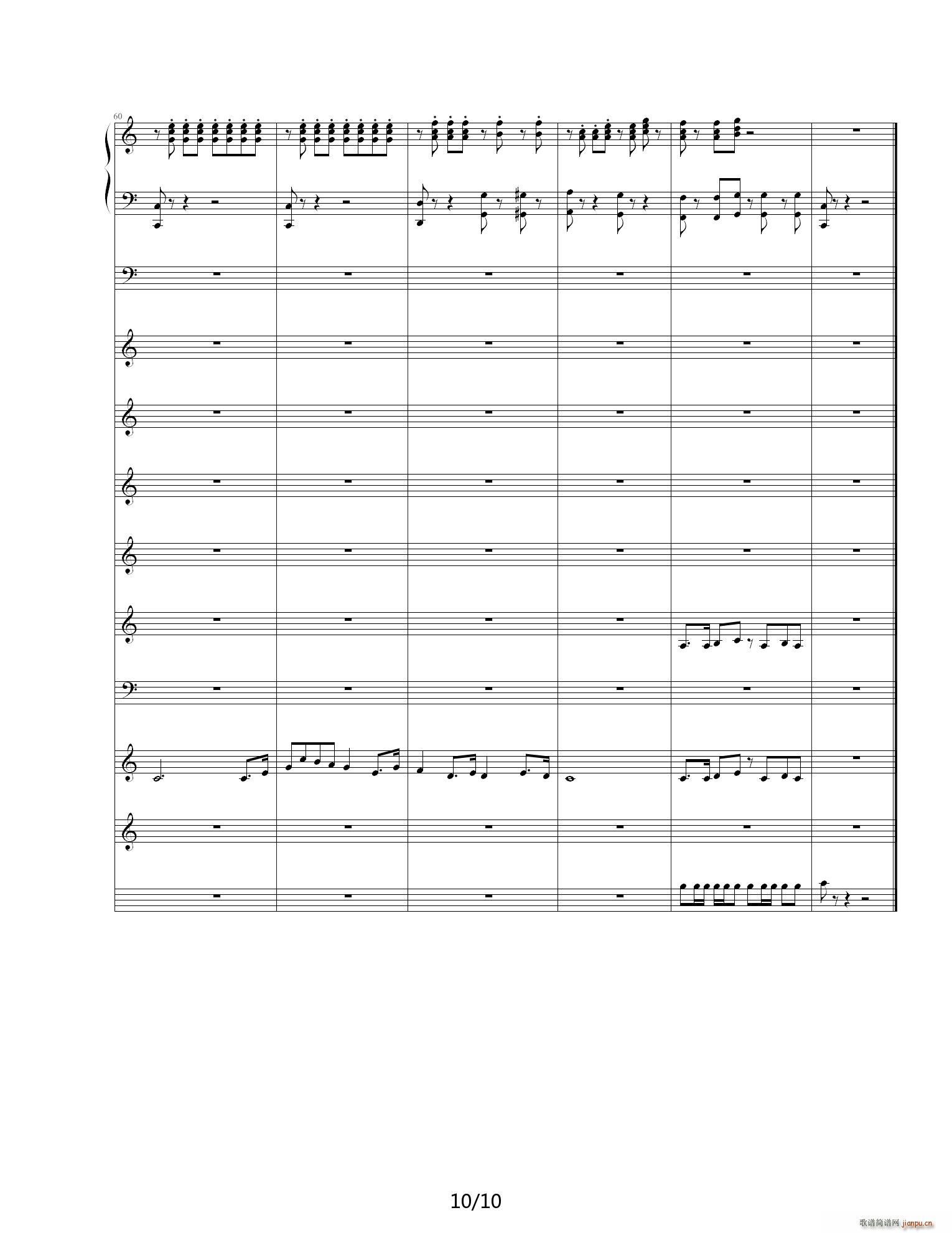 星之卡比 毛髡f Green Greens C调(钢琴谱)10