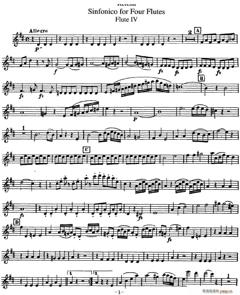 瑞查长笛四重奏 Flute 4(笛箫谱)1