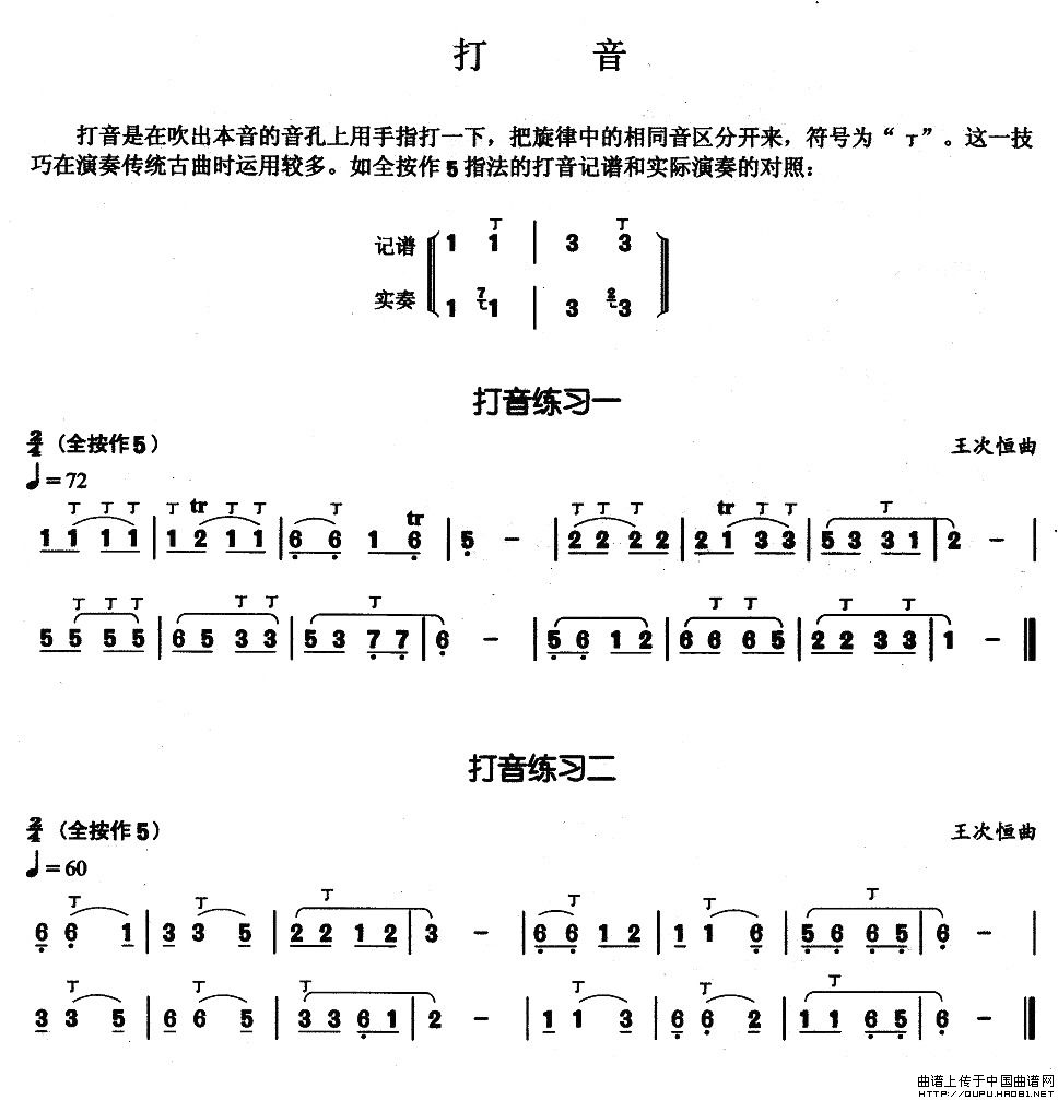 葫芦丝基本技巧练习曲--打音(其他乐谱)1