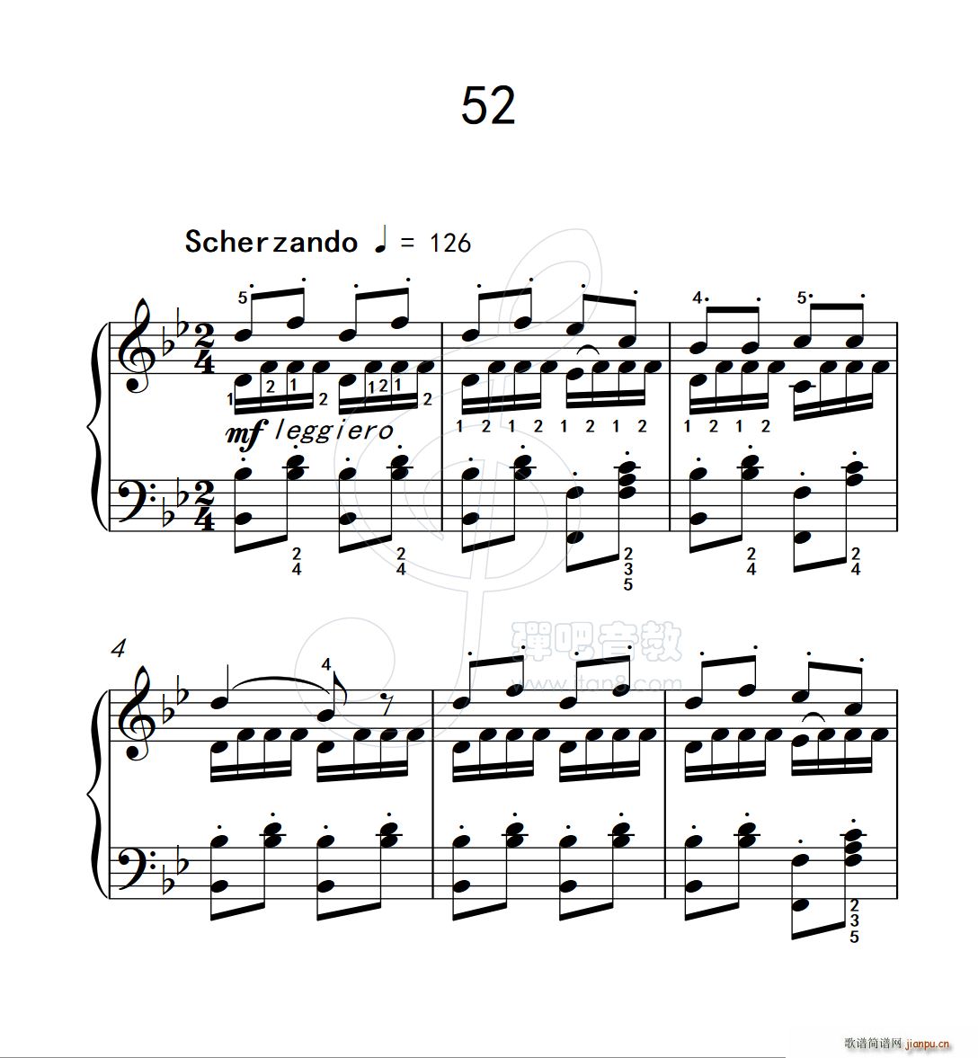 练习曲 52 克拉莫钢琴练习曲60首(钢琴谱)1