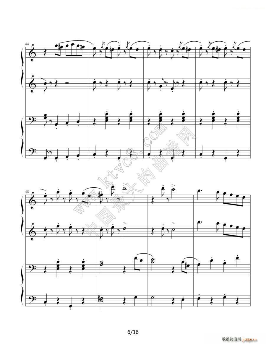 拉德斯基进行曲 双钢琴合奏(钢琴谱)6