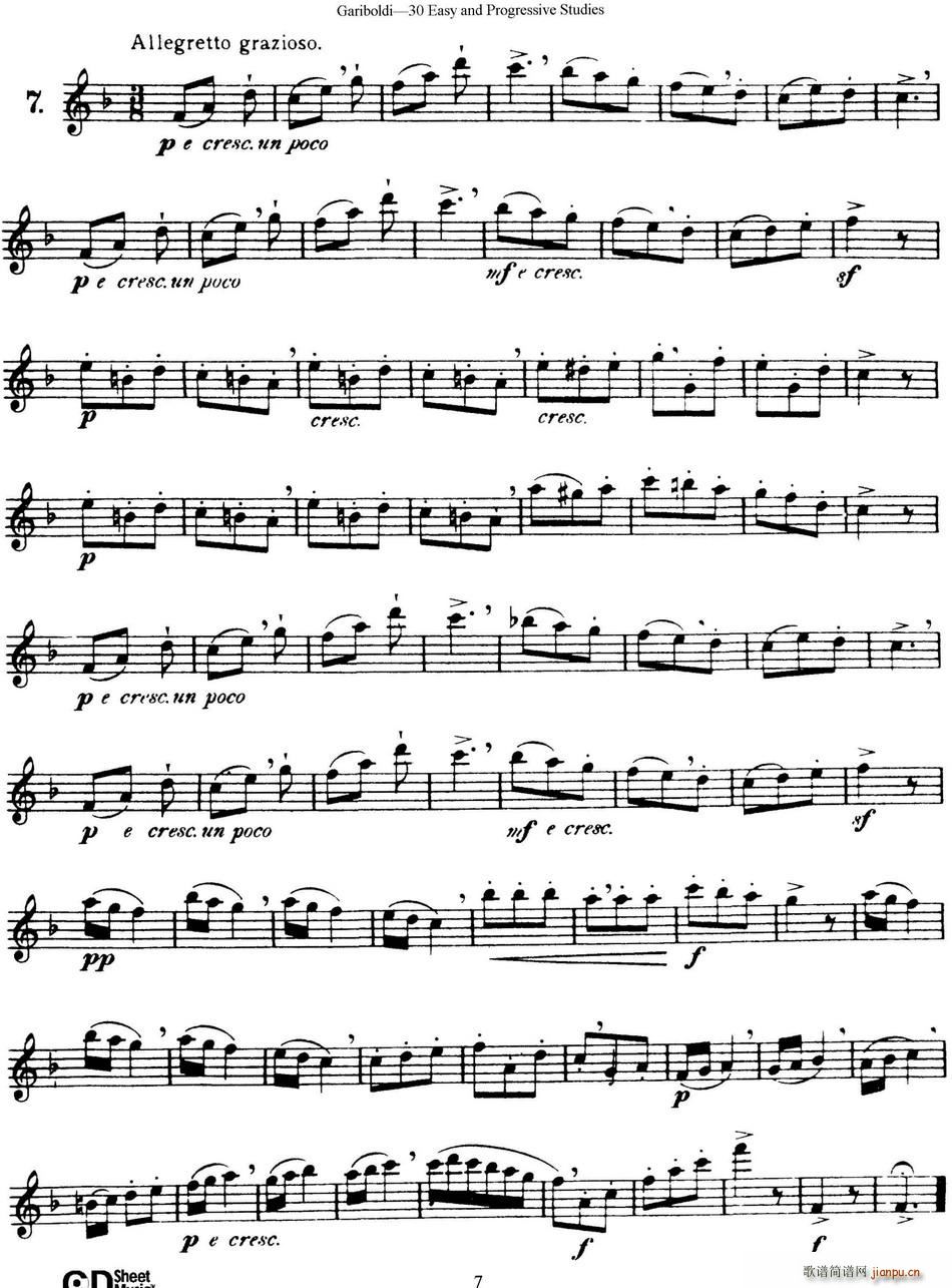 三十首基础及提高练习曲 NO 7 长笛(笛箫谱)1