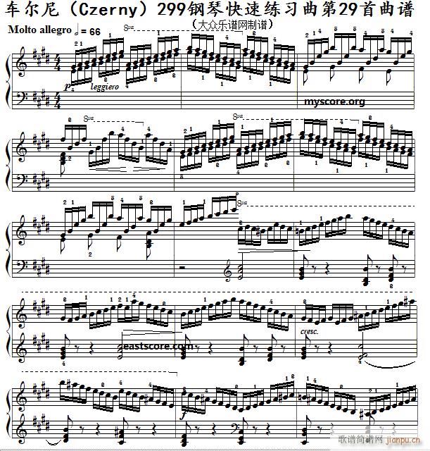 车尔尼 钢琴快速练习曲 Czerny 299 第29首 及练习提示(钢琴谱)1