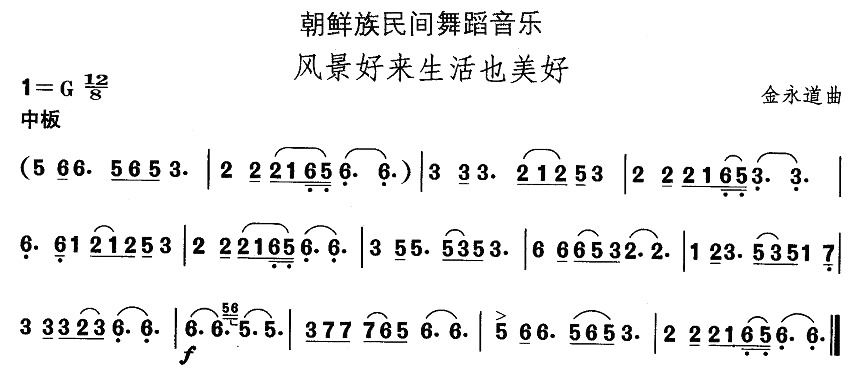 中国民族民间舞曲选朝鲜族舞蹈：风景好来生活也美好(十字及以上)1