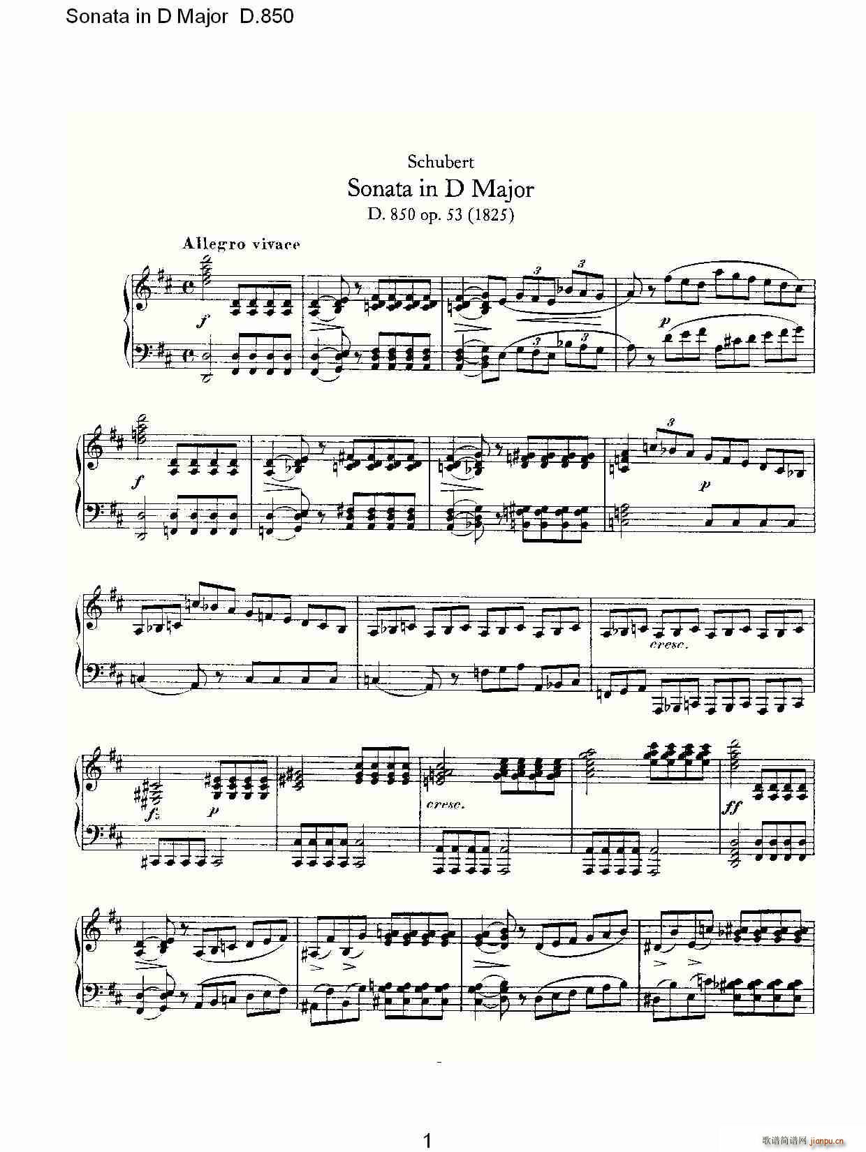 Sonata in D Major D.850(十字及以上)1