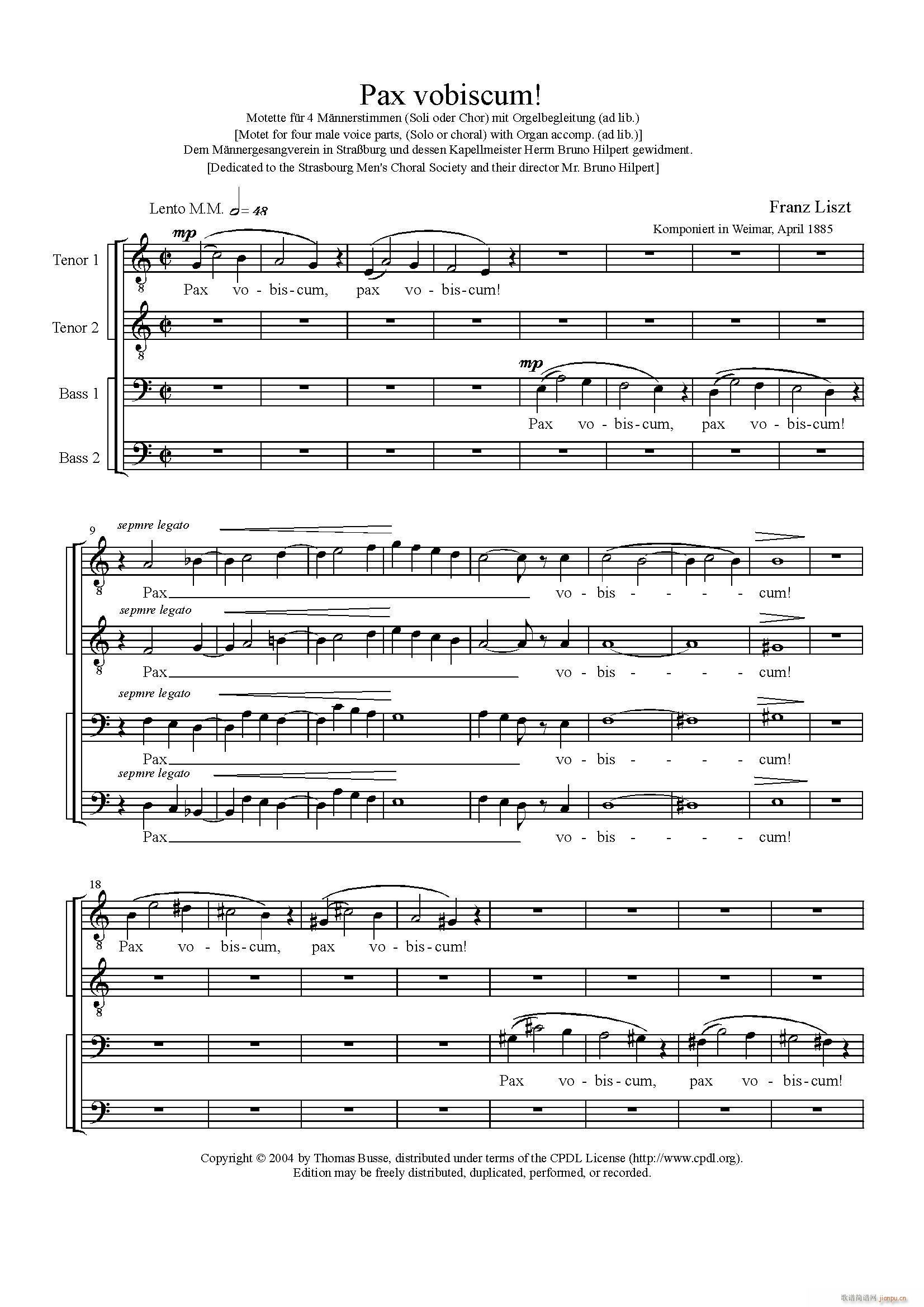 Pax Vobiscum 四重奏(总谱)1